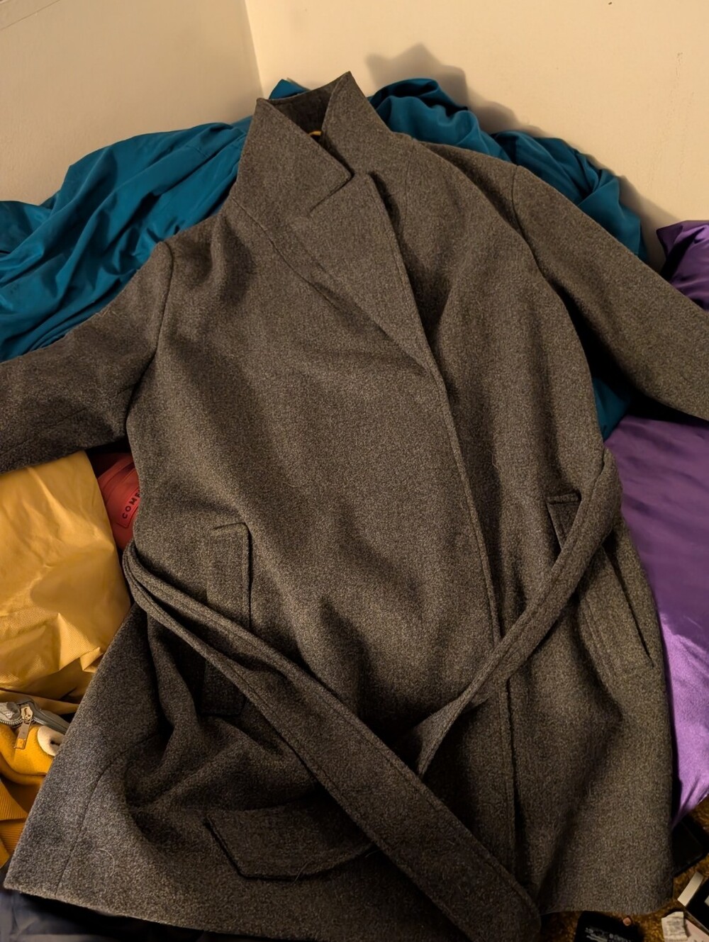 Sam Edelman Charcoal Gray Belted Trench Coat